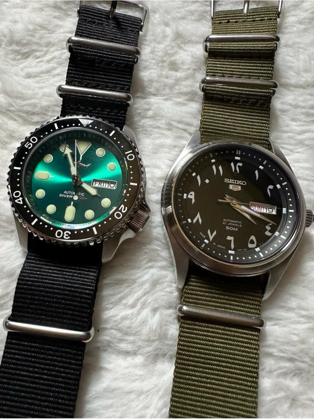 Heimdallr Seiko SKX Automatic Diver's Watch - Green Dial, Black nato Strap